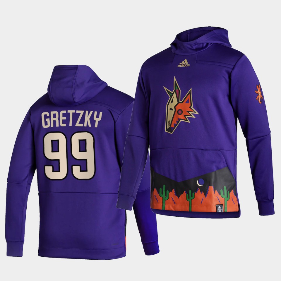 Men Arizona Coyotes #99 Gretzky Purple NHL 2021 Adidas Pullover Hoodie Jersey->chicago blackhawks->NHL Jersey